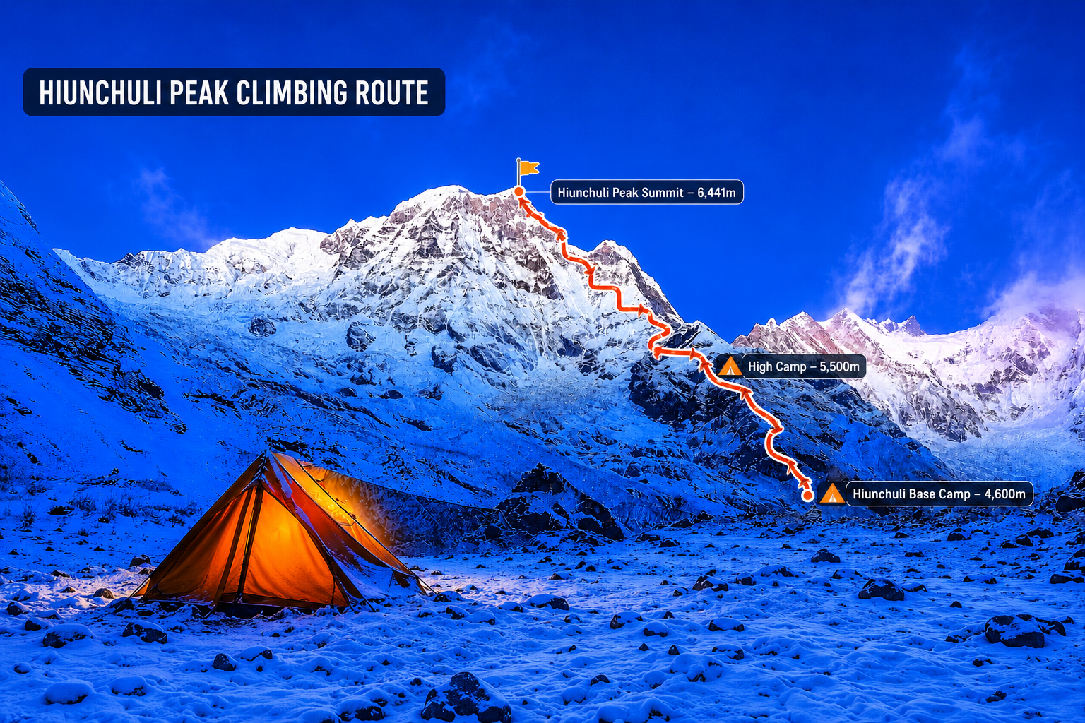 8 Days Hiunchuli Peak Climbing Expedition to one of the most challenging trekking peaks in Nepal’s Annapurna region.