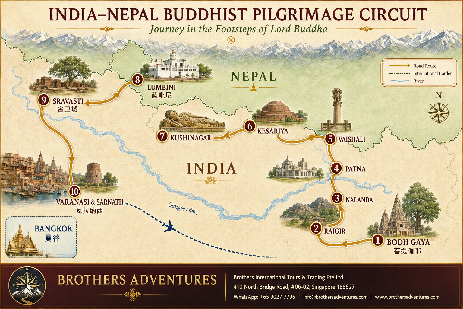 India Buddhist Pilgrimage Tour – Follow in the footsteps of Lord Buddha through Bodh Gaya, Rajgir, Nalanda, Vaishali, Kushinagar, Lumbini, Sravasti and Sarnath.