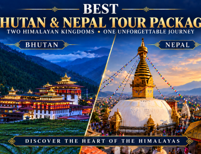 Discover the beauty of Bhutan and Nepal with our carefully designed Bhutan and Nepal Tour Package. Explore Bhutan’s peaceful monasteries, impressive fortresses and breathtaking landscapes before experiencing Nepal’s ancient heritage sites, vibrant culture and spectacular Himalayan views